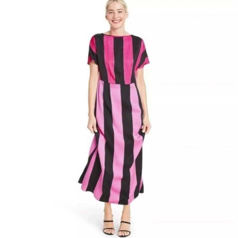 Mixed stripe short sleeve dress